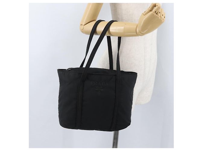 Borsa Tote Prada in nylon nero argento Auth bs32788 - vista 22