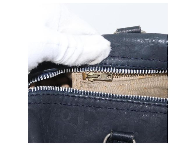Borsa Boston Christian Dior in suede blu navy argento autentica mr2069 - vista 19