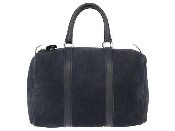 Borsa Boston Christian Dior in suede blu navy argento autentica mr2069 - vista 2