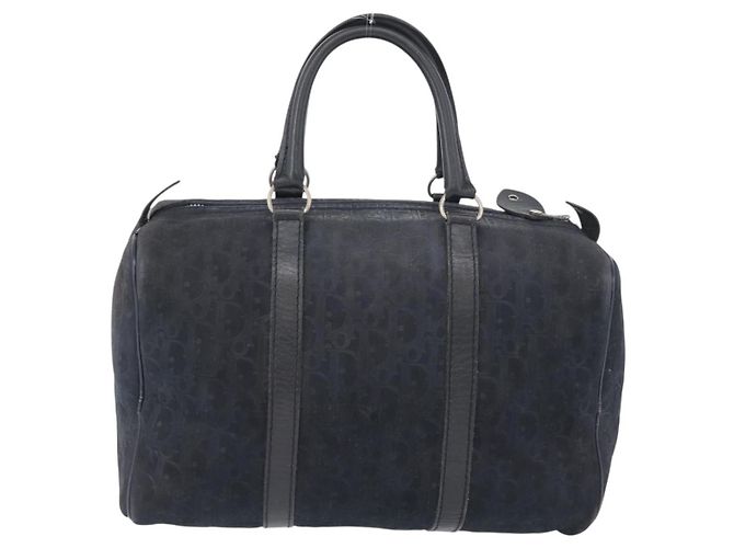 Borsa Boston Christian Dior in suede blu navy argento autentica mr2069 - vista 3