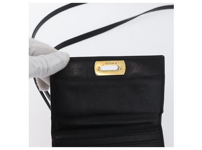 Borsa a Spalla Gancini in Pelle Oro Nero Salvatore Ferragamo Auth 173272 D'oro - vista 19