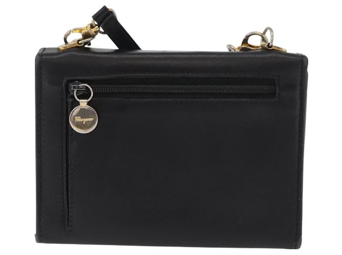 Borsa a Spalla Gancini in Pelle Oro Nero Salvatore Ferragamo Auth 173272 D'oro - vista 2