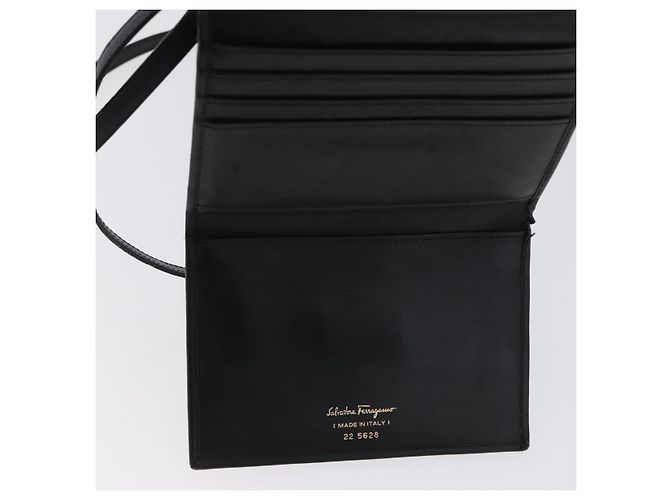 Borsa a Spalla Gancini in Pelle Oro Nero Salvatore Ferragamo Auth 173272 D'oro - vista 21