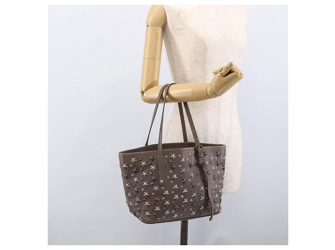 Sac Tote en Cuir Gris Jimmy Choo Auth bs33580 Marron - vue 21