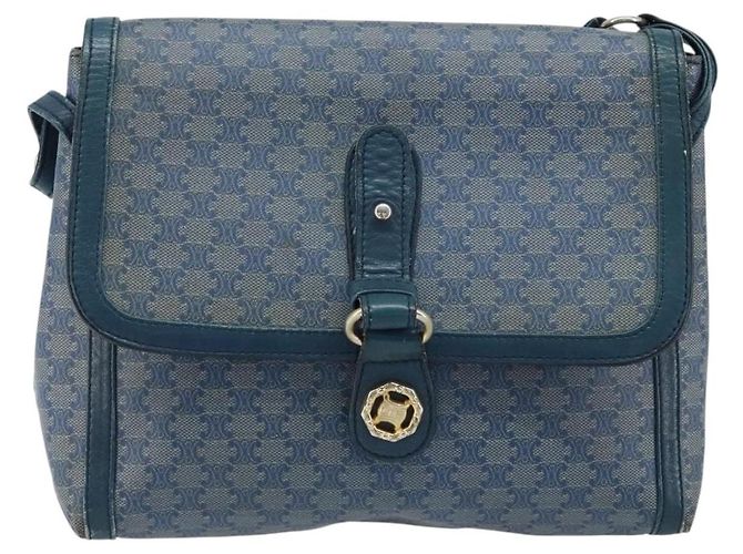 Céline Sac à bandoulière en toile Macadam CELINE PVC bleu marine or Auth LNZ098 Doré - vue 13