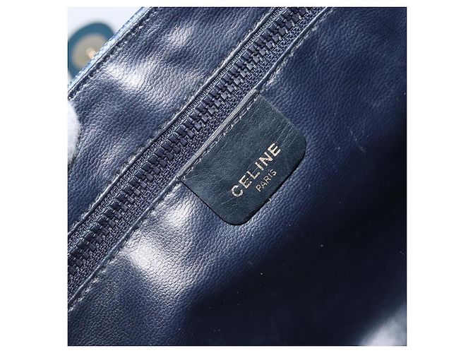 Céline Sac à bandoulière en toile Macadam CELINE PVC bleu marine or Auth LNZ098 Doré - vue 19
