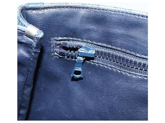 Céline Sac à bandoulière en toile Macadam CELINE PVC bleu marine or Auth LNZ098 Doré - vue 22