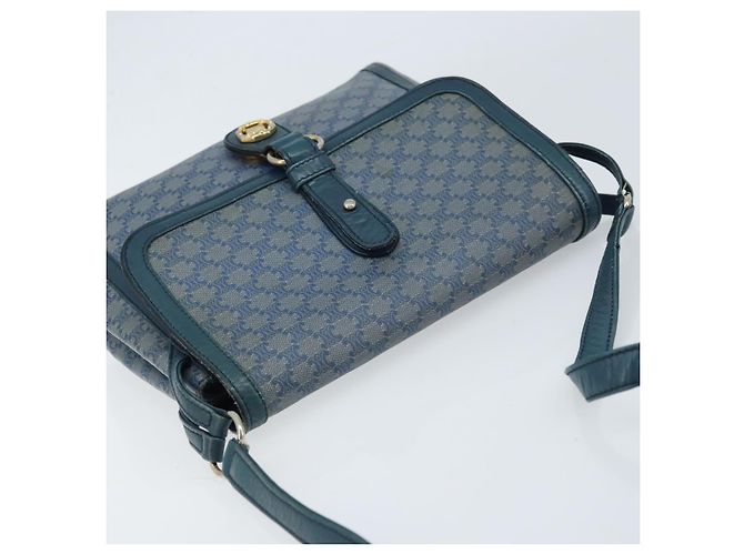 Céline Sac à bandoulière en toile Macadam CELINE PVC bleu marine or Auth LNZ098 Doré - vue 6