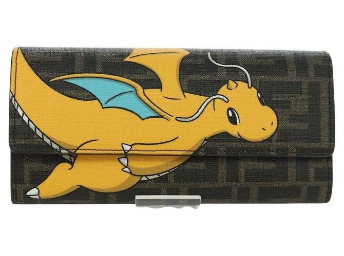FENDI xFRGMTxPOKEMON Portafoglio a Catena in Tela Zucca Drago Nero Auth 166959SM - vista 13