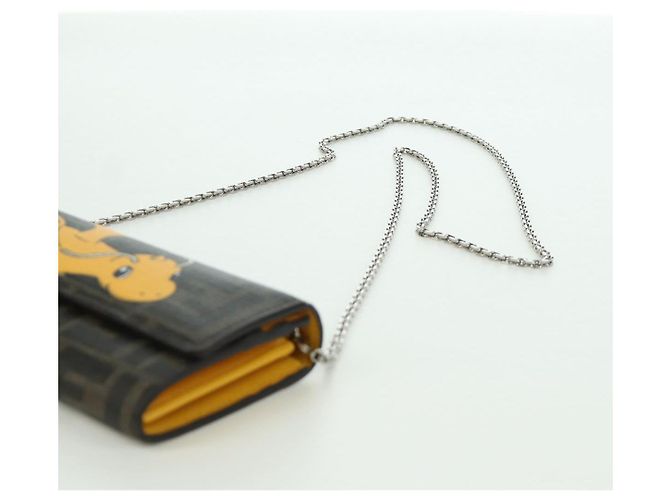 FENDI xFRGMTxPOKEMON Portafoglio a Catena in Tela Zucca Drago Nero Auth 166959SM - vista 14