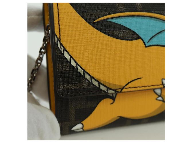 FENDI xFRGMTxPOKEMON Portafoglio a Catena in Tela Zucca Drago Nero Auth 166959SM - vista 21