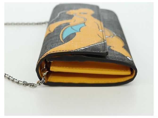 FENDI xFRGMTxPOKEMON Portafoglio a Catena in Tela Zucca Drago Nero Auth 166959SM - vista 3
