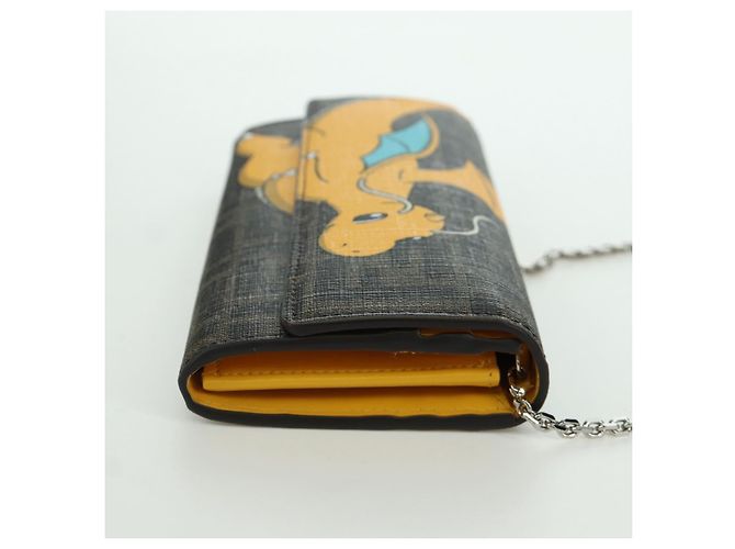 FENDI xFRGMTxPOKEMON Portafoglio a Catena in Tela Zucca Drago Nero Auth 166959SM - vista 4