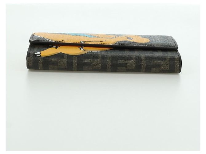 FENDI xFRGMTxPOKEMON Portafoglio a Catena in Tela Zucca Drago Nero Auth 166959SM - vista 5