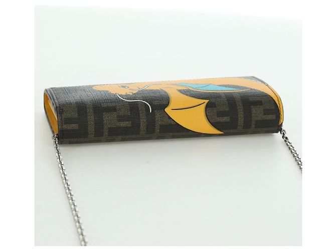 FENDI xFRGMTxPOKEMON Portafoglio a Catena in Tela Zucca Drago Nero Auth 166959SM - vista 6