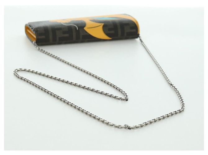 FENDI xFRGMTxPOKEMON Portafoglio a Catena in Tela Zucca Drago Nero Auth 166959SM - vista 7