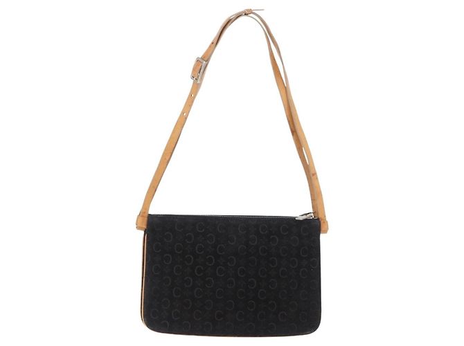Céline CELINE C Macadam Canvas Schultertasche aus Wildleder Schwarz Silber Authentisch ki6507 - Ansicht 2