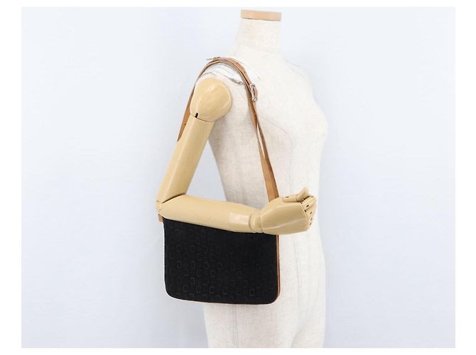 Céline CELINE C Macadam Canvas Schultertasche aus Wildleder Schwarz Silber Authentisch ki6507 - Ansicht 25