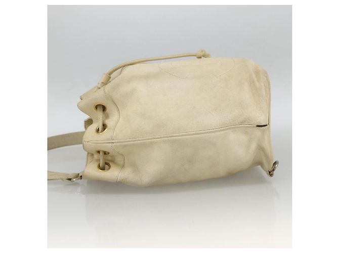CHANEL Schultertasche aus Kaviarleder Creme Gold CC Auth BA11064 Golden Roh - Ansicht 3
