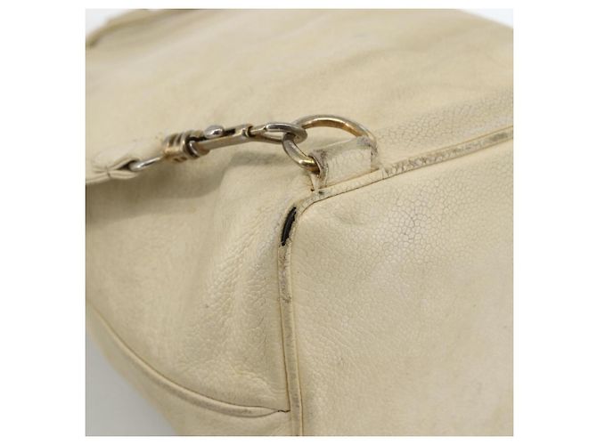 CHANEL Schultertasche aus Kaviarleder Creme Gold CC Auth BA11064 Golden Roh - Ansicht 9