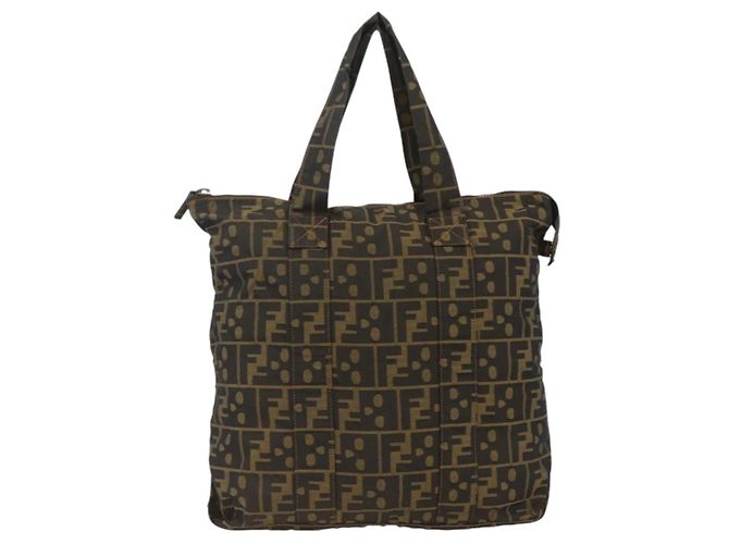 FENDI Zucca Canvas Tote Bag Braun Schwarz Auth 172970 - Ansicht 13
