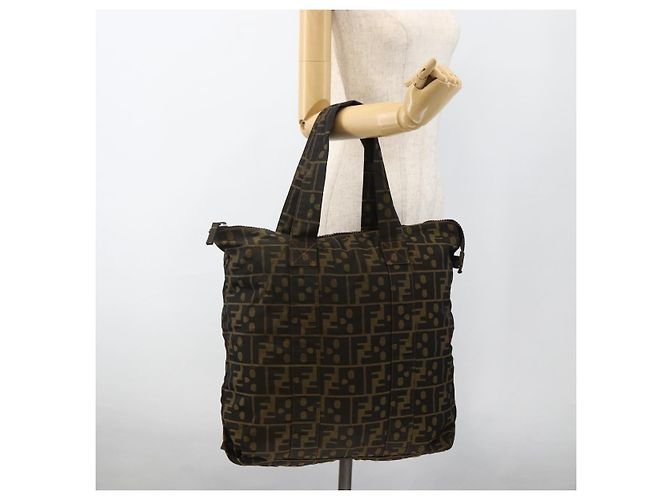 FENDI Zucca Canvas Tote Bag Braun Schwarz Auth 172970 - Ansicht 23