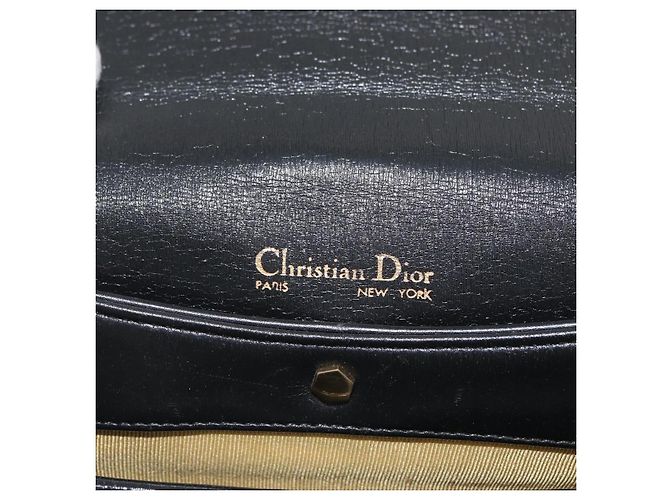Borsa a Spalla Christian Dior in Pelle di Vitello Nera e Oro Auth LNZ141 Nero D'oro - vista 18