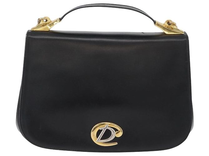 Borsa a Spalla Christian Dior in Pelle di Vitello Nera e Oro Auth LNZ141 Nero D'oro - vista 2