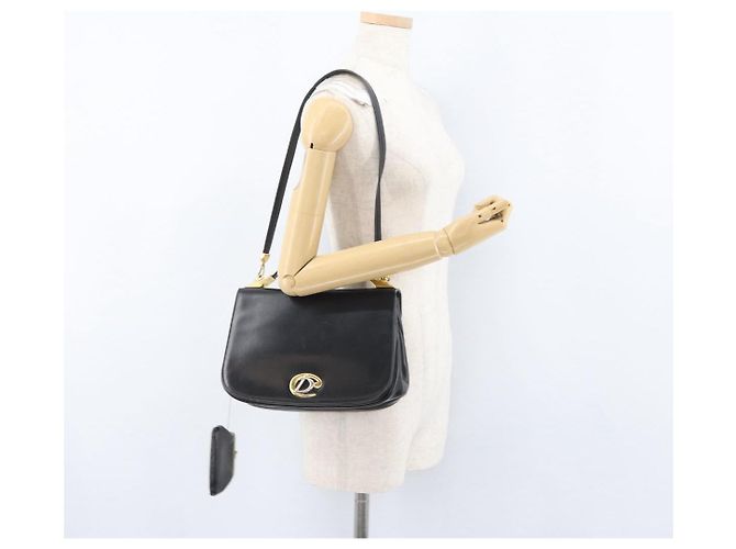 Borsa a Spalla Christian Dior in Pelle di Vitello Nera e Oro Auth LNZ141 Nero D'oro - vista 27