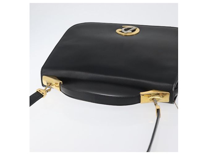 Borsa a Spalla Christian Dior in Pelle di Vitello Nera e Oro Auth LNZ141 Nero D'oro - vista 6