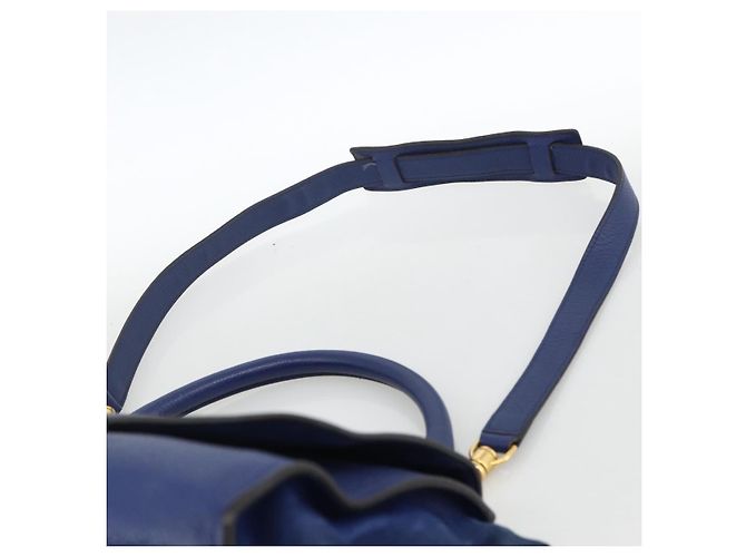 Céline Borsa a mano Trapeze CELINE in pelle scamosciata 2 in 1 blu oro Auth ka2823 D'oro - vista 14