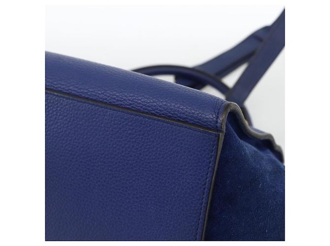 Céline Borsa a mano Trapeze CELINE in pelle scamosciata 2 in 1 blu oro Auth ka2823 D'oro - vista 17