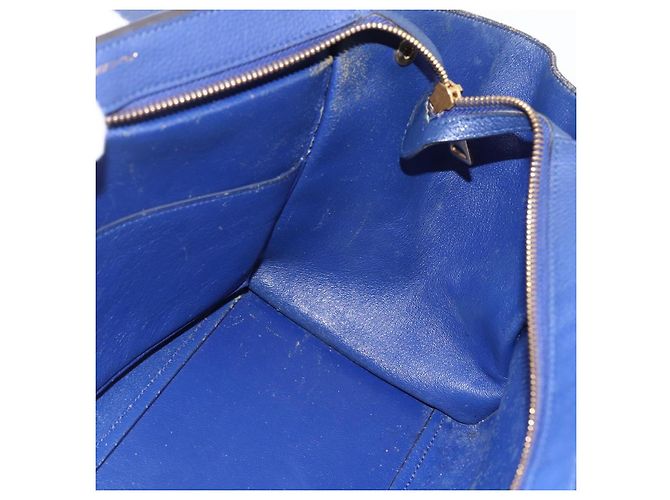 Céline Borsa a mano Trapeze CELINE in pelle scamosciata 2 in 1 blu oro Auth ka2823 D'oro - vista 19
