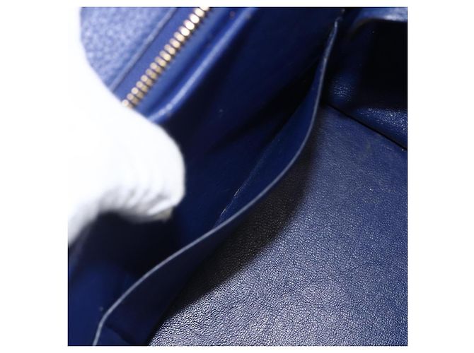 Céline Borsa a mano Trapeze CELINE in pelle scamosciata 2 in 1 blu oro Auth ka2823 D'oro - vista 21