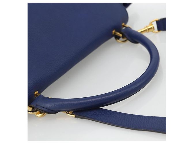 Céline Borsa a mano Trapeze CELINE in pelle scamosciata 2 in 1 blu oro Auth ka2823 D'oro - vista 7