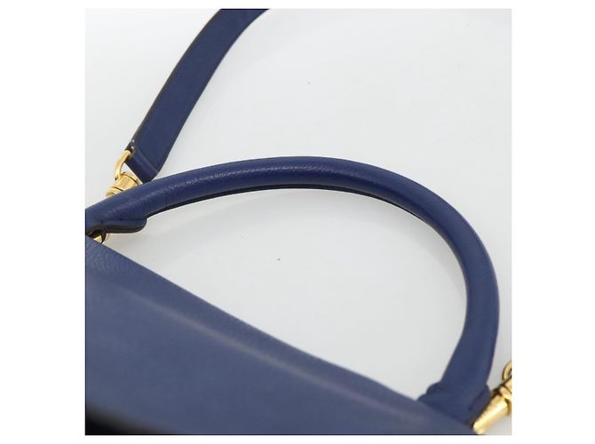 Céline Borsa a mano Trapeze CELINE in pelle scamosciata 2 in 1 blu oro Auth ka2823 D'oro - vista 8