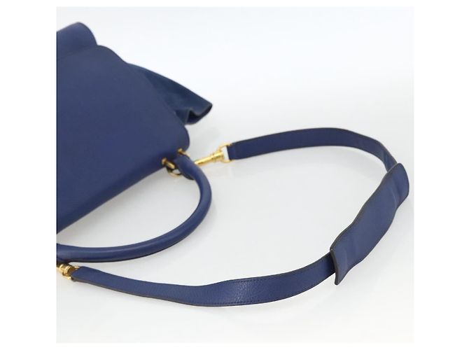 Céline Borsa a mano Trapeze CELINE in pelle scamosciata 2 in 1 blu oro Auth ka2823 D'oro - vista 9