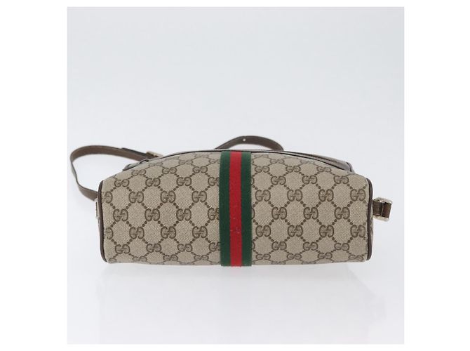 Borsa a Spalla Gucci GG Supreme Web Sherry Line PVC Beige 904 02 005 Auth ki6442 D'oro - vista 10