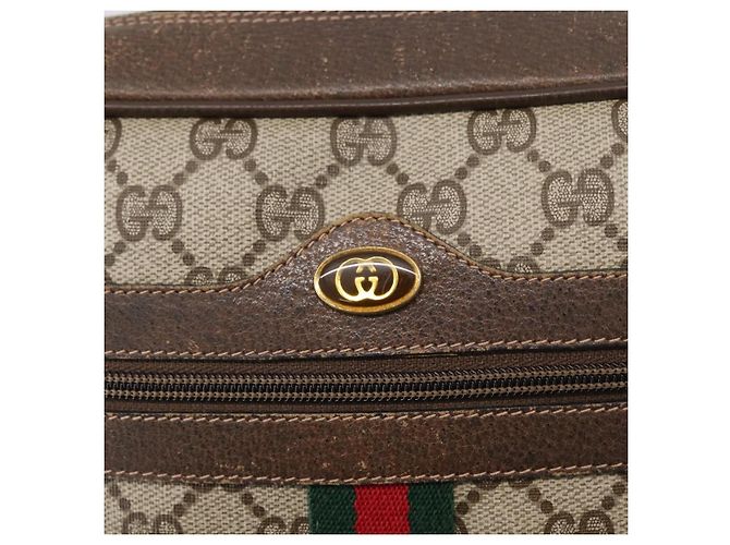 Borsa a Spalla Gucci GG Supreme Web Sherry Line PVC Beige 904 02 005 Auth ki6442 D'oro - vista 16