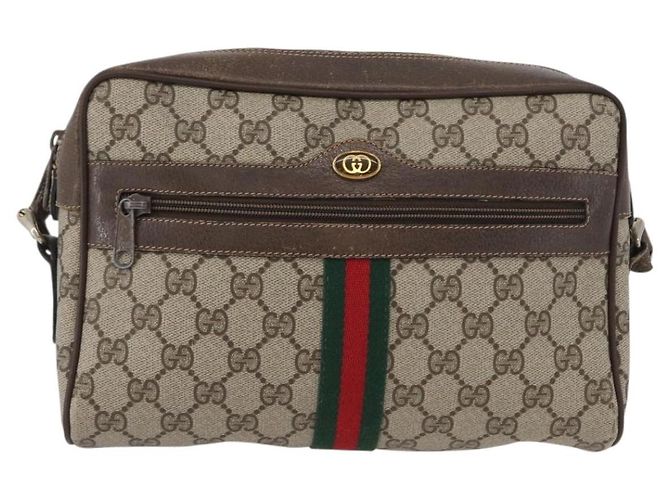 Borsa a Spalla Gucci GG Supreme Web Sherry Line PVC Beige 904 02 005 Auth ki6442 D'oro - vista 2
