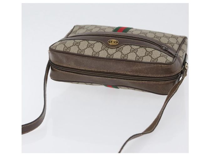 Borsa a Spalla Gucci GG Supreme Web Sherry Line PVC Beige 904 02 005 Auth ki6442 D'oro - vista 6
