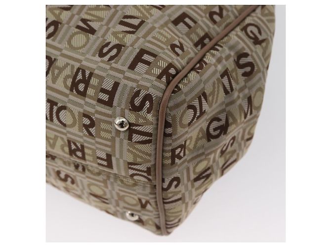 Borsa Tote Salvatore Ferragamo in tela beige oro Auth BA10067 - vista 16