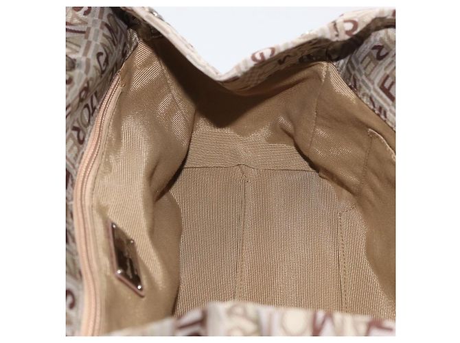 Borsa Tote Salvatore Ferragamo in tela beige oro Auth BA10067 - vista 17