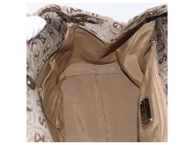 Borsa Tote Salvatore Ferragamo in tela beige oro Auth BA10067 - vista 18