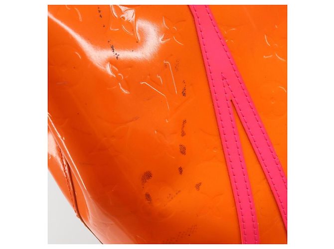 LOUIS VUITTON Sac Reade MM Monogram Vernis Fluo Orange Rose M91902 Auth LNZ356 - vue 10