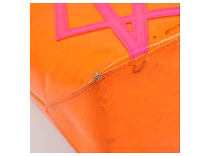 LOUIS VUITTON Sac Reade MM Monogram Vernis Fluo Orange Rose M91902 Auth LNZ356 - vue 15