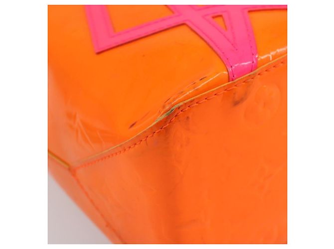 LOUIS VUITTON Sac Reade MM Monogram Vernis Fluo Orange Rose M91902 Auth LNZ356 - vue 17