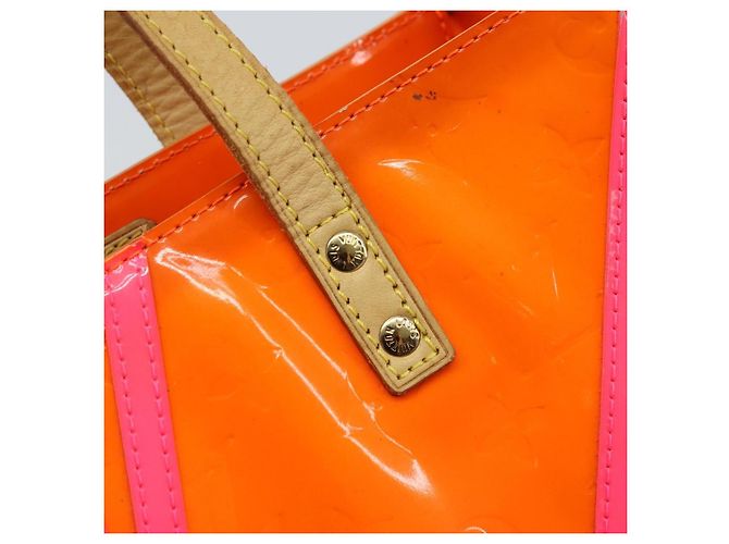 LOUIS VUITTON Sac Reade MM Monogram Vernis Fluo Orange Rose M91902 Auth LNZ356 - vue 18