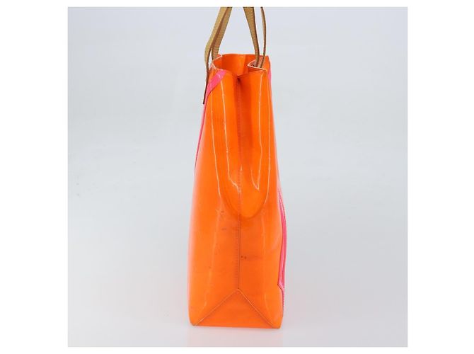 LOUIS VUITTON Sac Reade MM Monogram Vernis Fluo Orange Rose M91902 Auth LNZ356 - vue 3