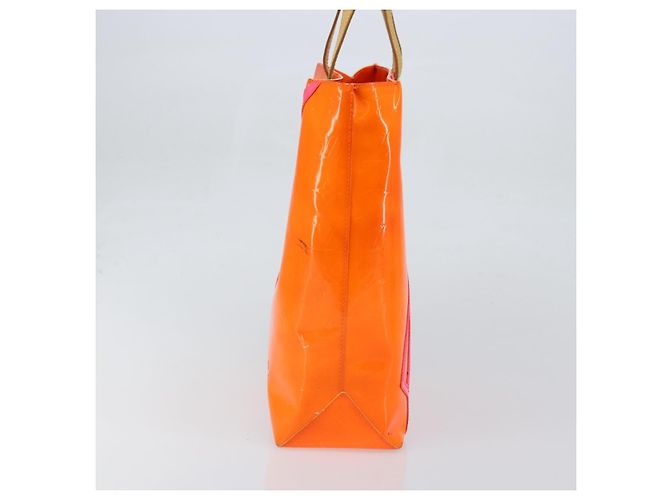LOUIS VUITTON Sac Reade MM Monogram Vernis Fluo Orange Rose M91902 Auth LNZ356 - vue 4